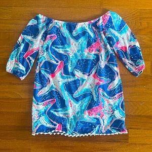 Lilly Pulitzer off the shoulder dress, size 4-5 EUC